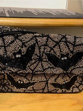 Made in India beaded Black and Silver bag with bats nwt viral